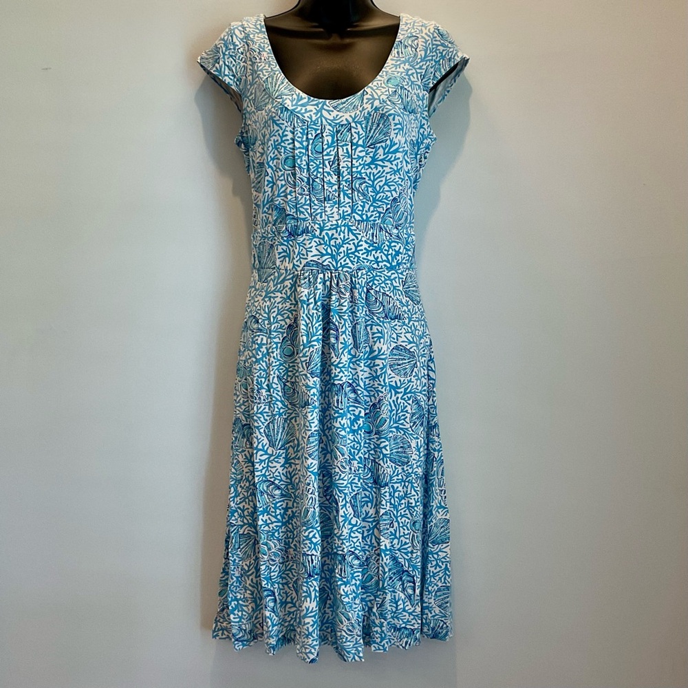 Lilly Pulitzer Blue Seashell Coral Shell Print Dress White Label